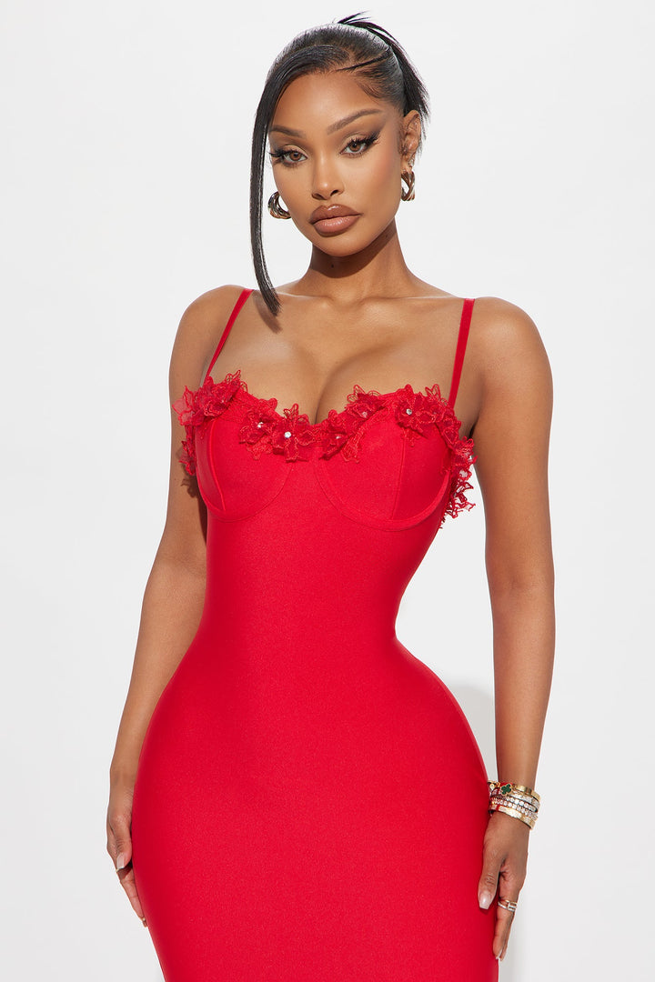 Verona Bandage Midi Dress - Red