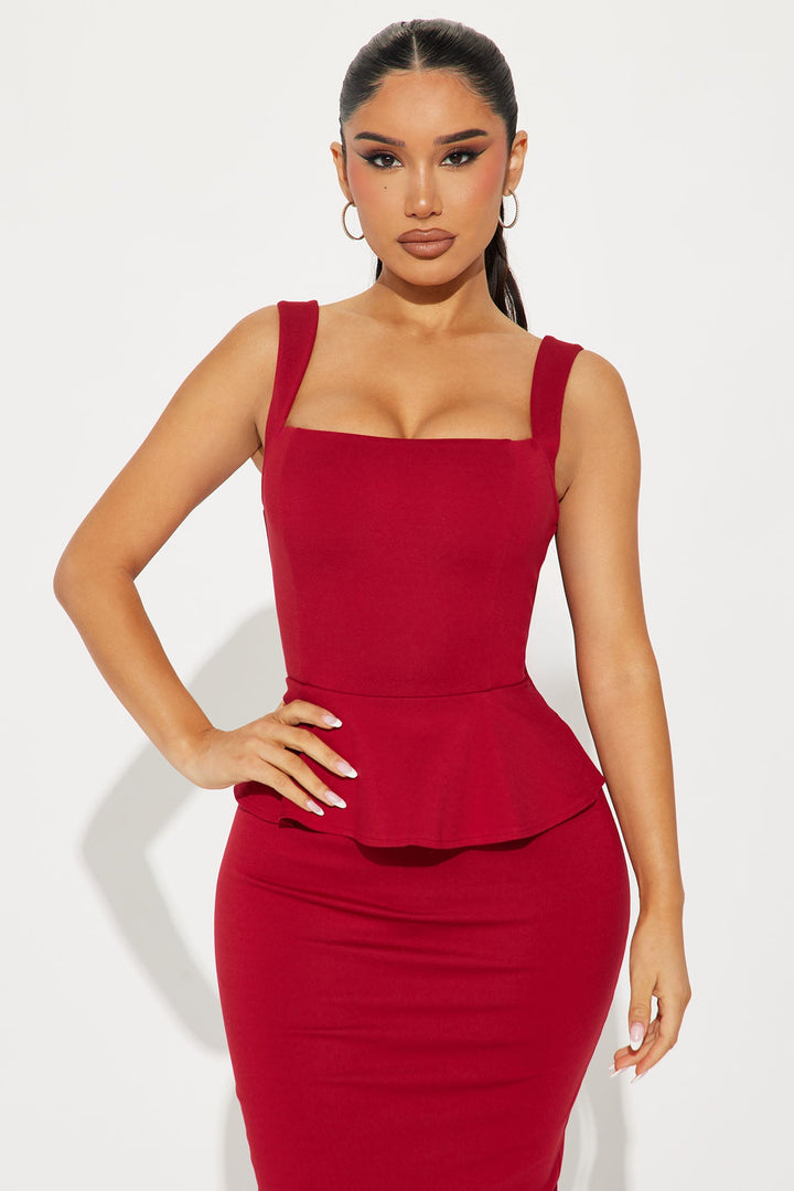 The Jenny Ponte Midi Dress - Red