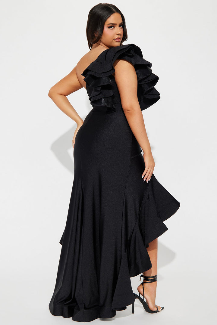 Rebecca Ruffle Gown - Black