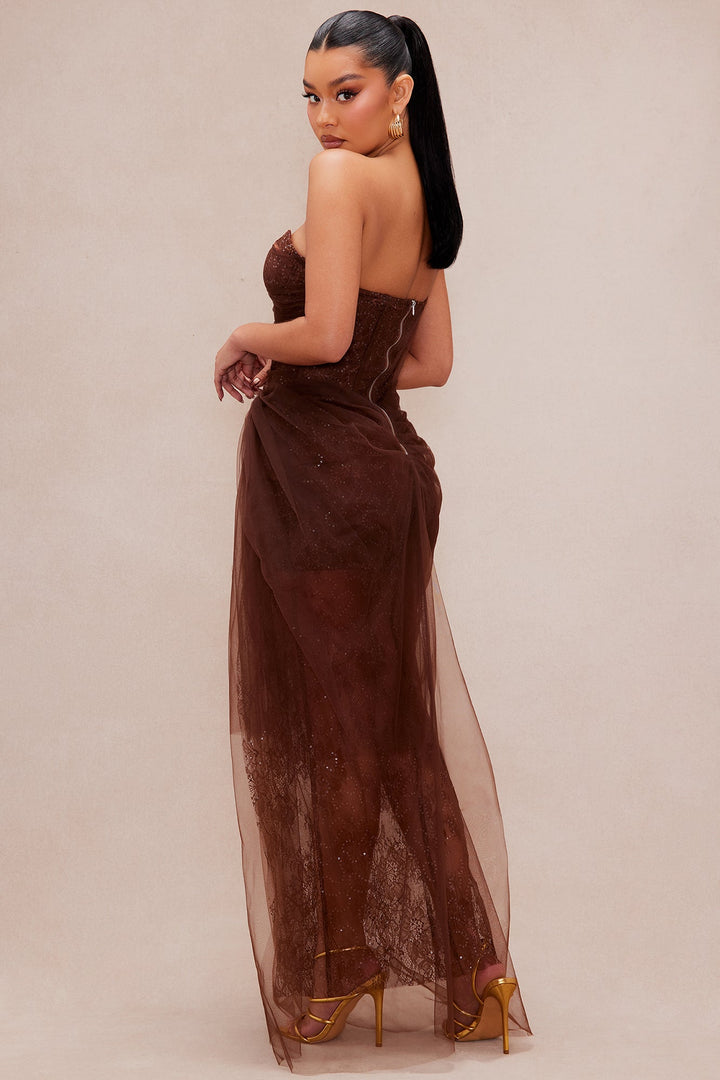 Aaliyah Tulle Gown - Chocolate