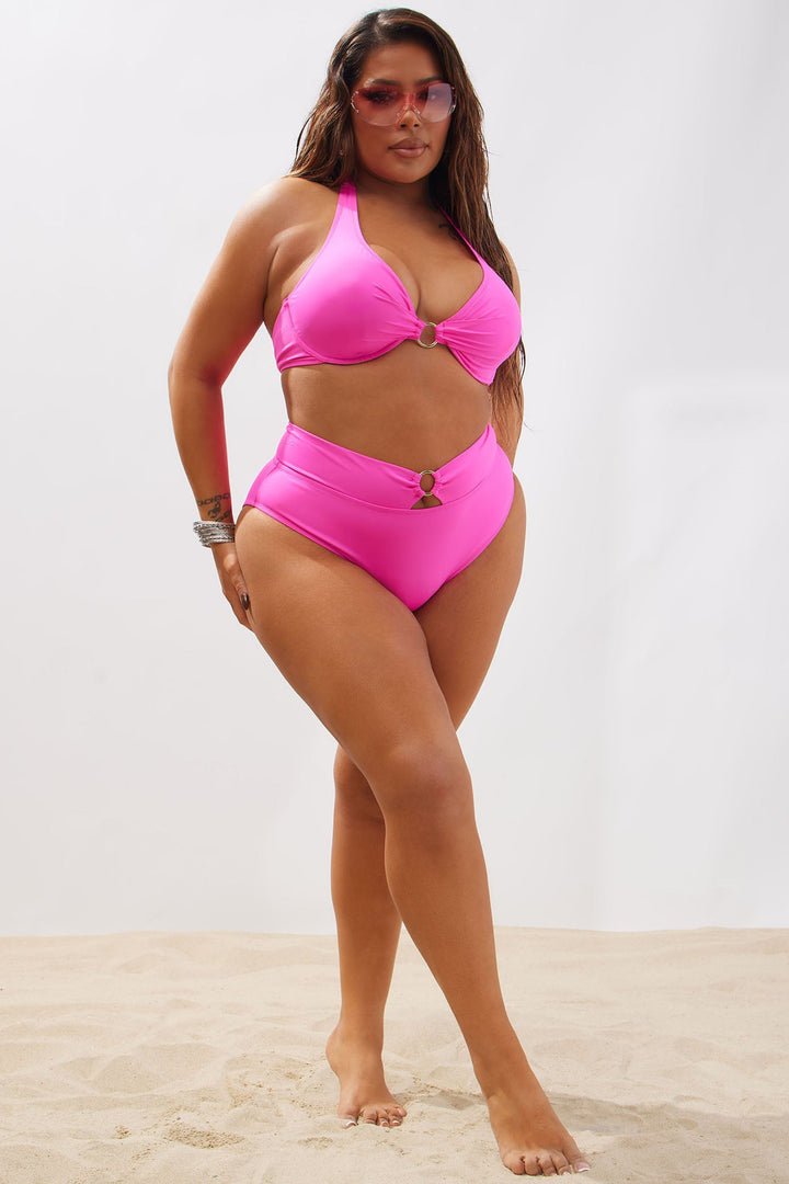 Adventures At The Beach 2 Piece Bikini - Hot Pink