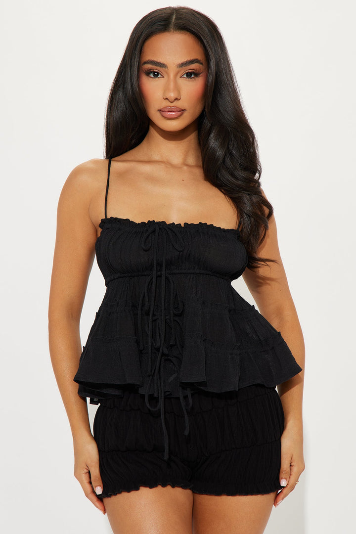Griselda Babydoll Top - Black