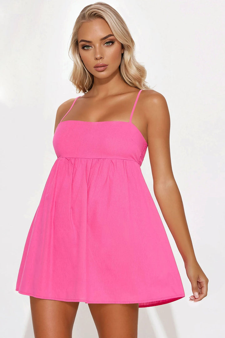 Ava Poplin Babydoll Mini Dress - Pink