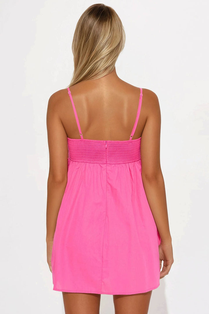 Ava Poplin Babydoll Mini Dress - Pink