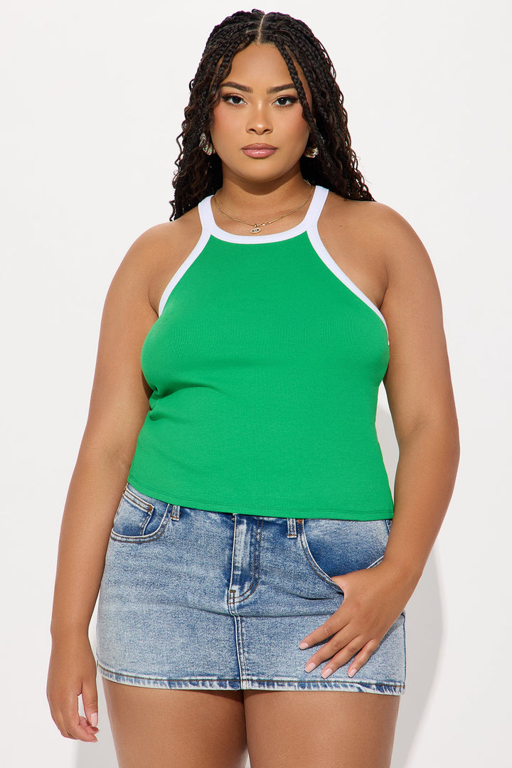 Miranda High Neck Tank - Green/combo