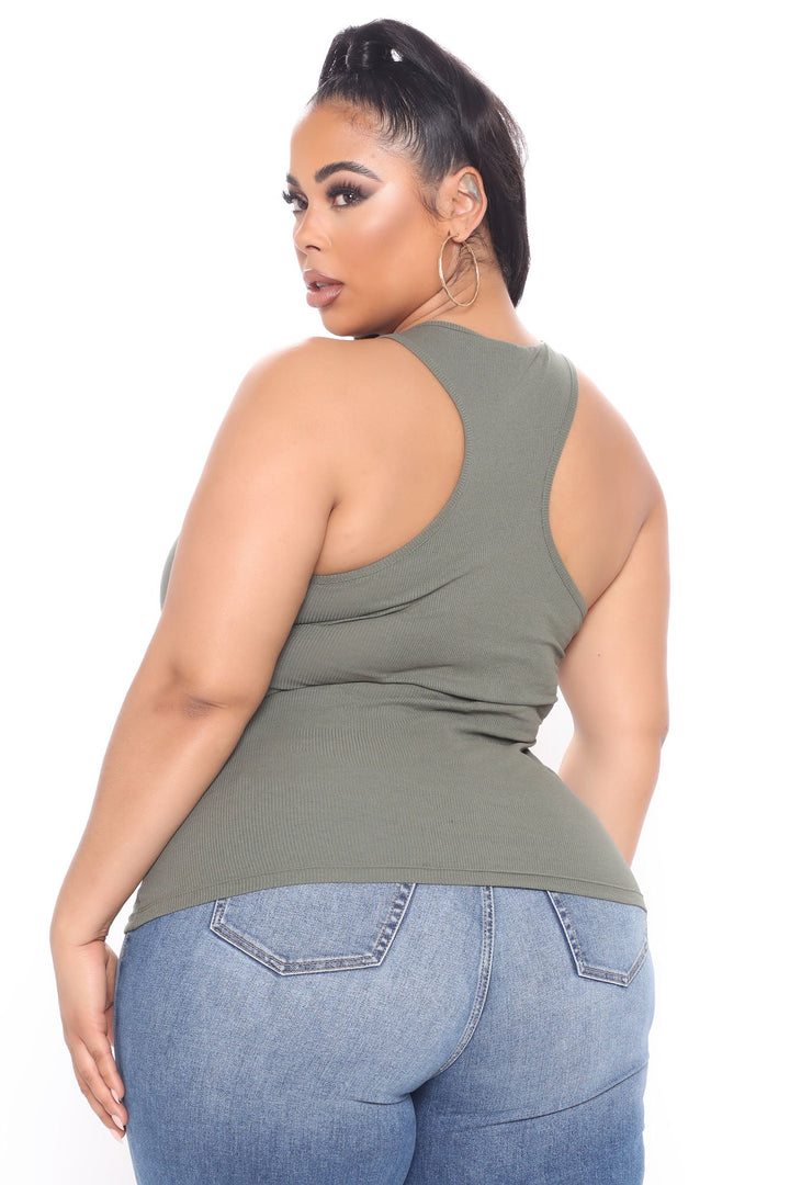 Essential Racer Back Tank Top - Olive
