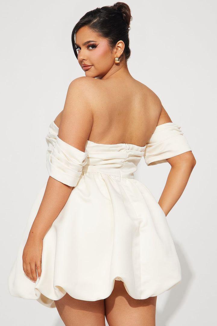 Valeria Satin Bubble Mini Dress - Cream