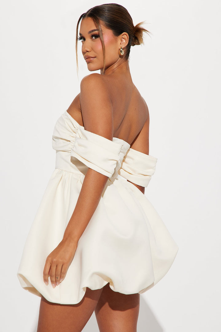 Valeria Satin Bubble Mini Dress - Cream