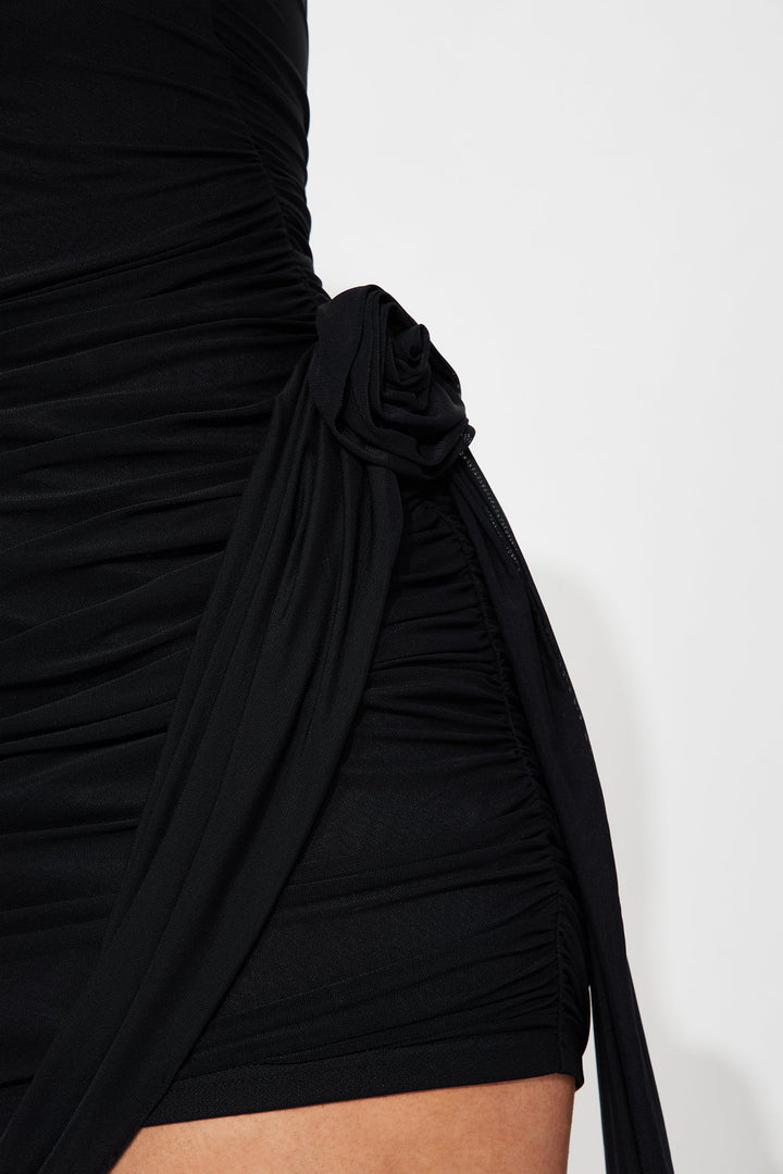 Adeline Mesh Mini Dress - Black