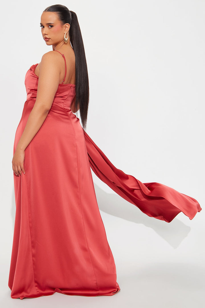 Lily Satin Maxi Dress - Marsala