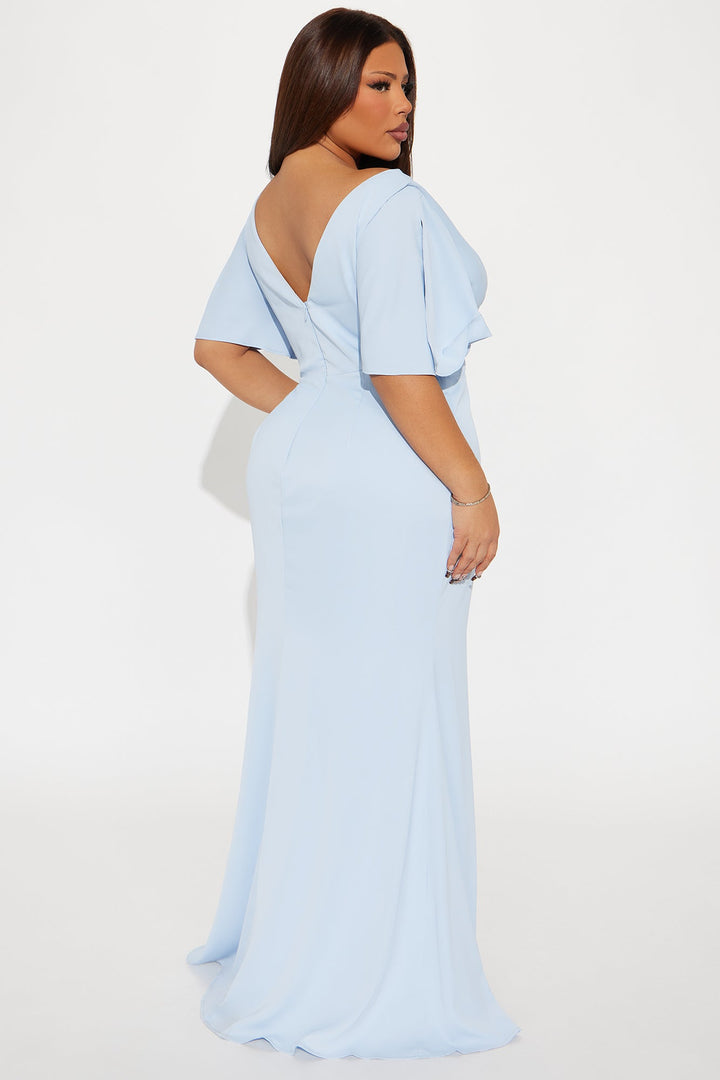 Abigail Satin Maxi Dress - Light Blue