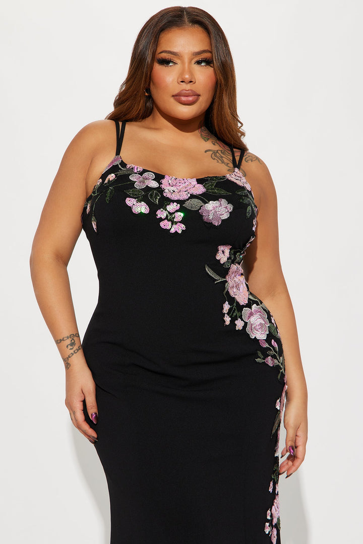 Feeling Pretty Floral Gown - Black/combo