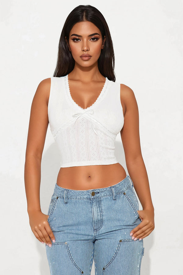 Afternoon Picnic Sleeveless Top - Off White