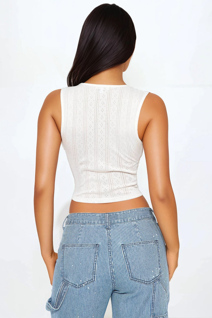 Afternoon Picnic Sleeveless Top - Off White