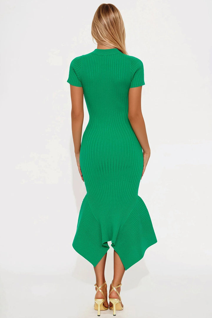 Rare Catch Ribbed Midi Dress - Kelly Green