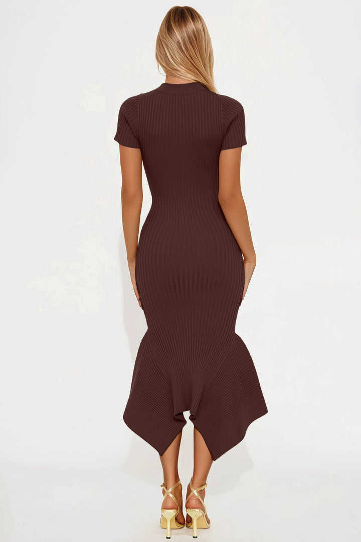 Rare Catch Ribbed Midi Dress - Chocolate