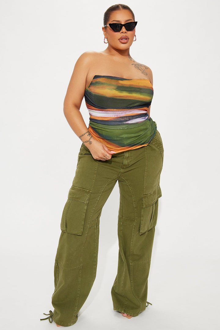 Elianna Mesh Top - Orange/combo