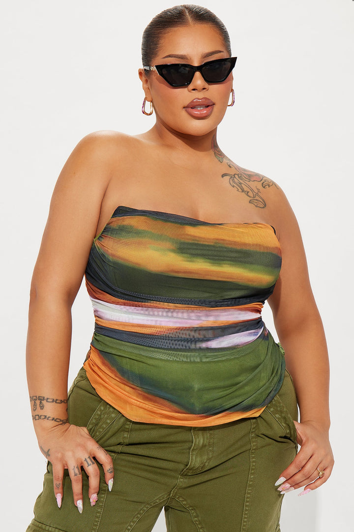 Elianna Mesh Top - Orange/combo