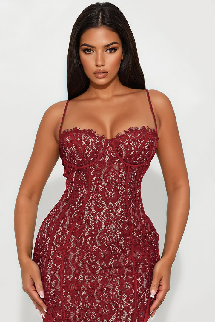 All In Love Lace Maxi Dress - Red