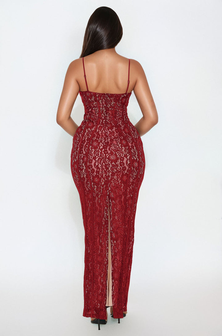 All In Love Lace Maxi Dress - Red
