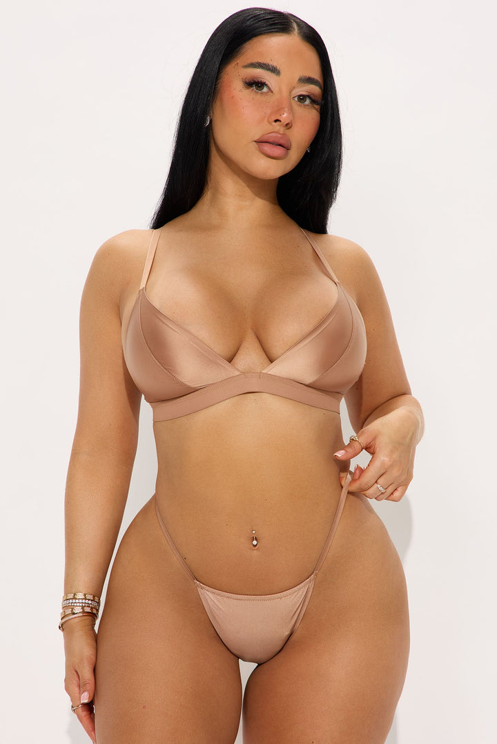 Too Smooth Satin Thong Panty - Nude
