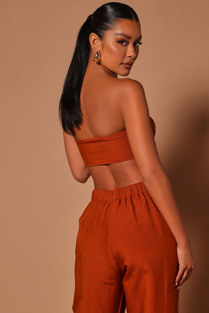 Deena Linen Crop Top - Rust