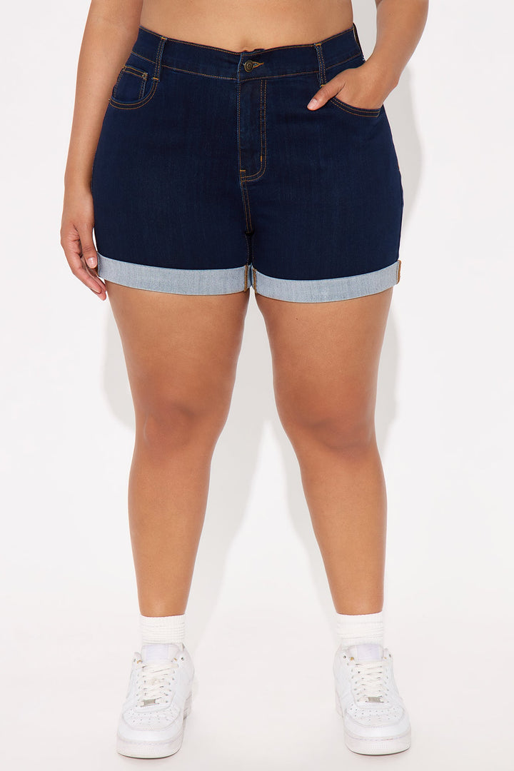 Alejandra High Rise Booty Lifter Denim Shorts - Dark Wash