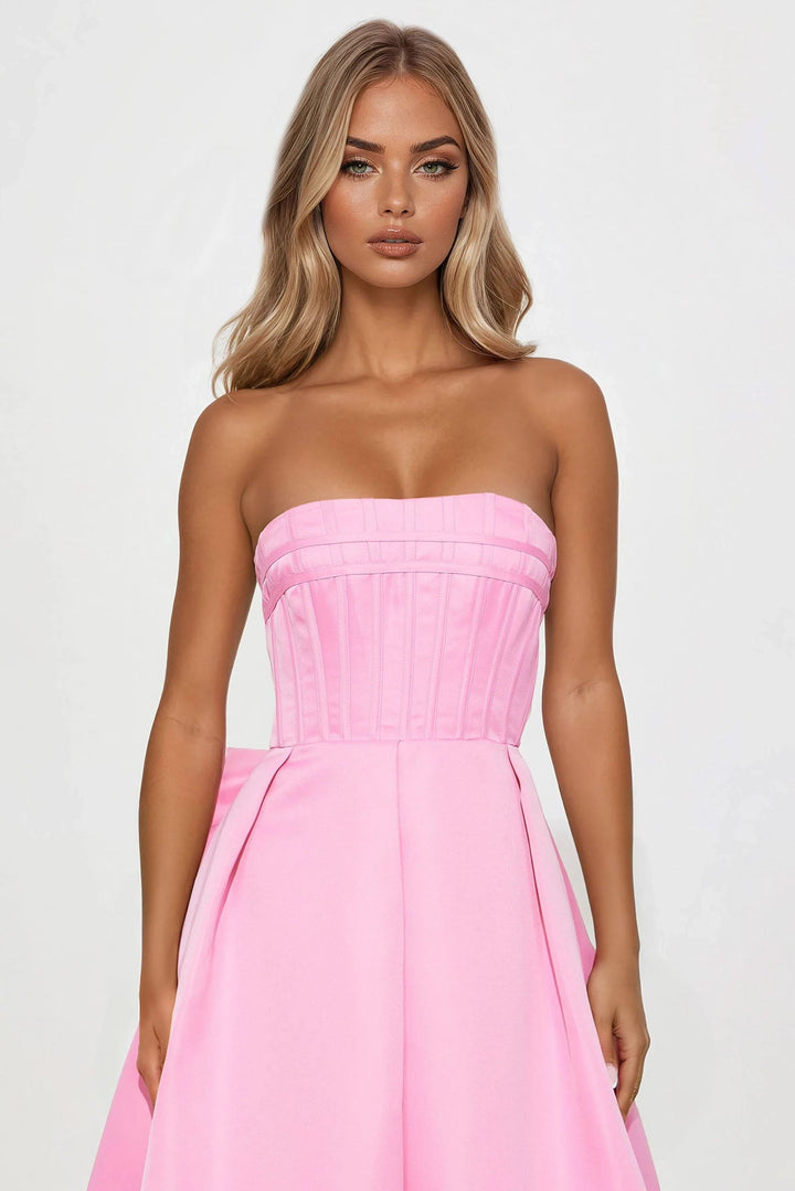 Majestic Night Satin Midi Dress - Pink