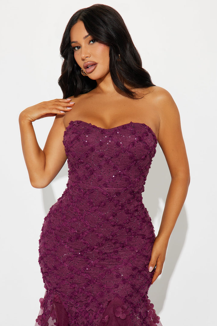 Carmen Floral Maxi Gown - Burgundy