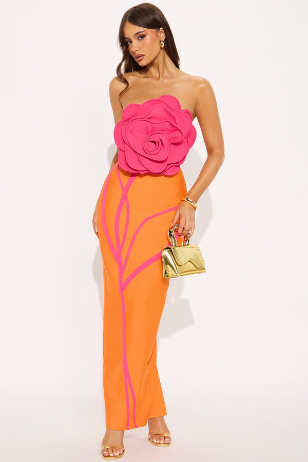 Thea Bandage Maxi Dress - Orange/combo