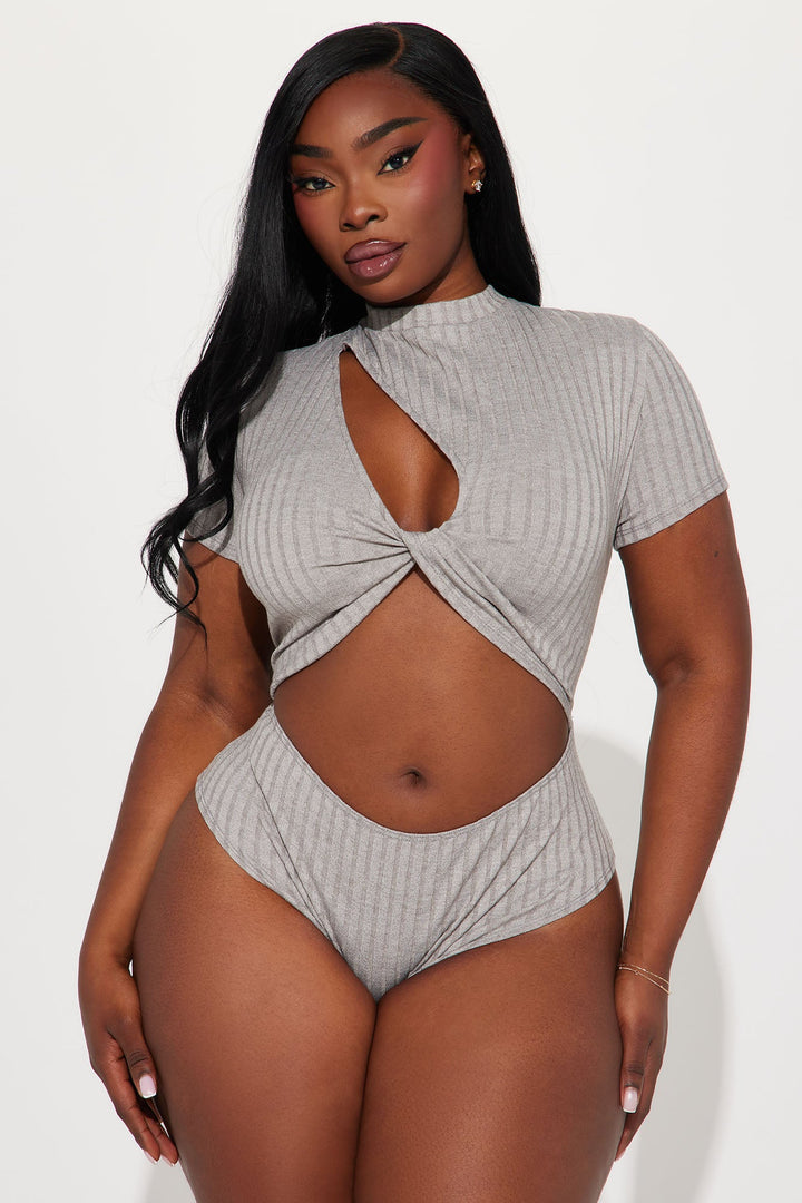Attract It Cut Out Bodysuit - Heather Grey