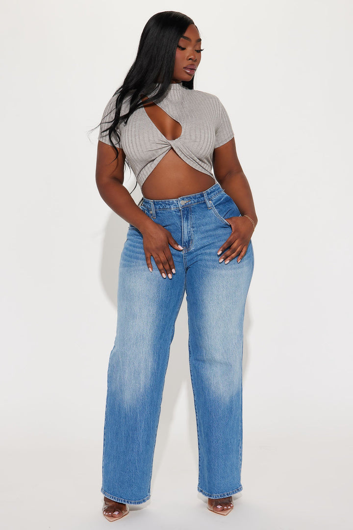 Attract It Cut Out Bodysuit - Heather Grey