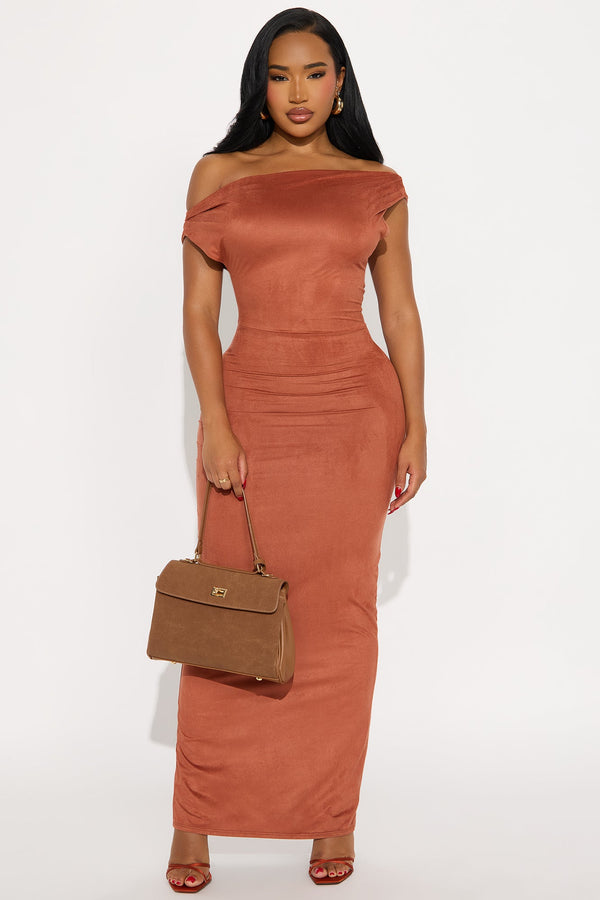 Can't Go Wrong Faux Suede Maxi Dress - Rust