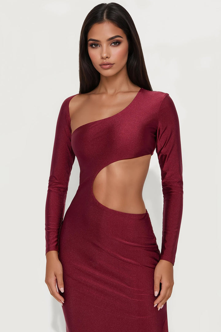 Alayna Asymmetrical Maxi Dress - Burgundy