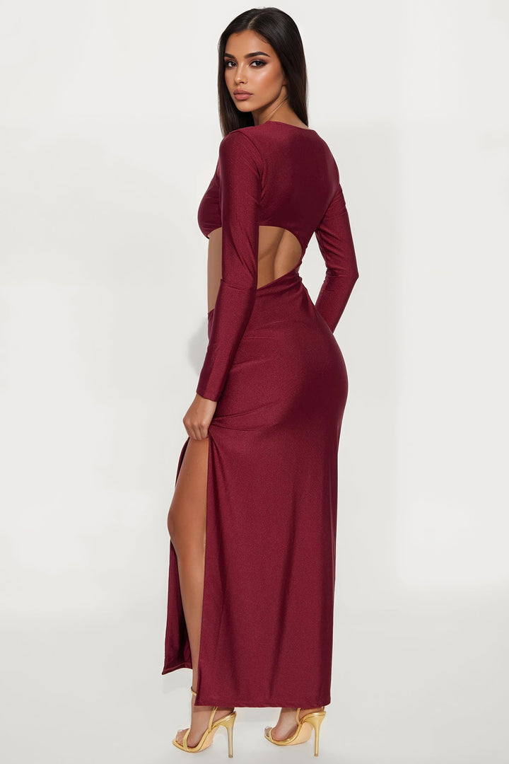 Alayna Asymmetrical Maxi Dress - Burgundy