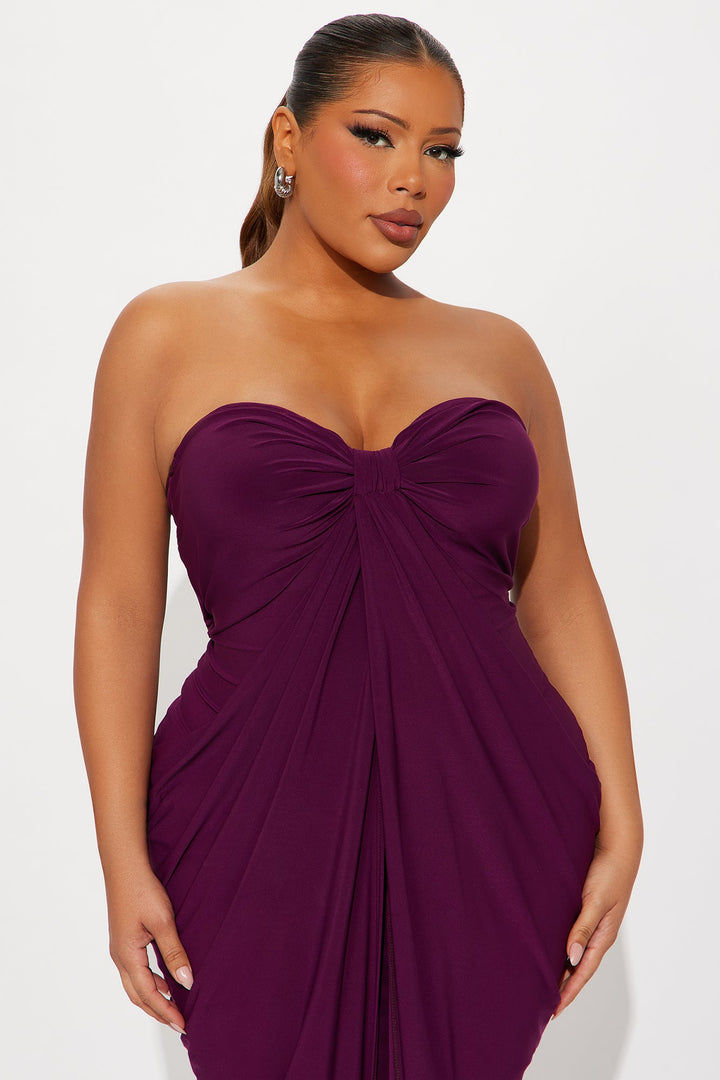 Wine And Dine Draped Maxi Dress - Plum