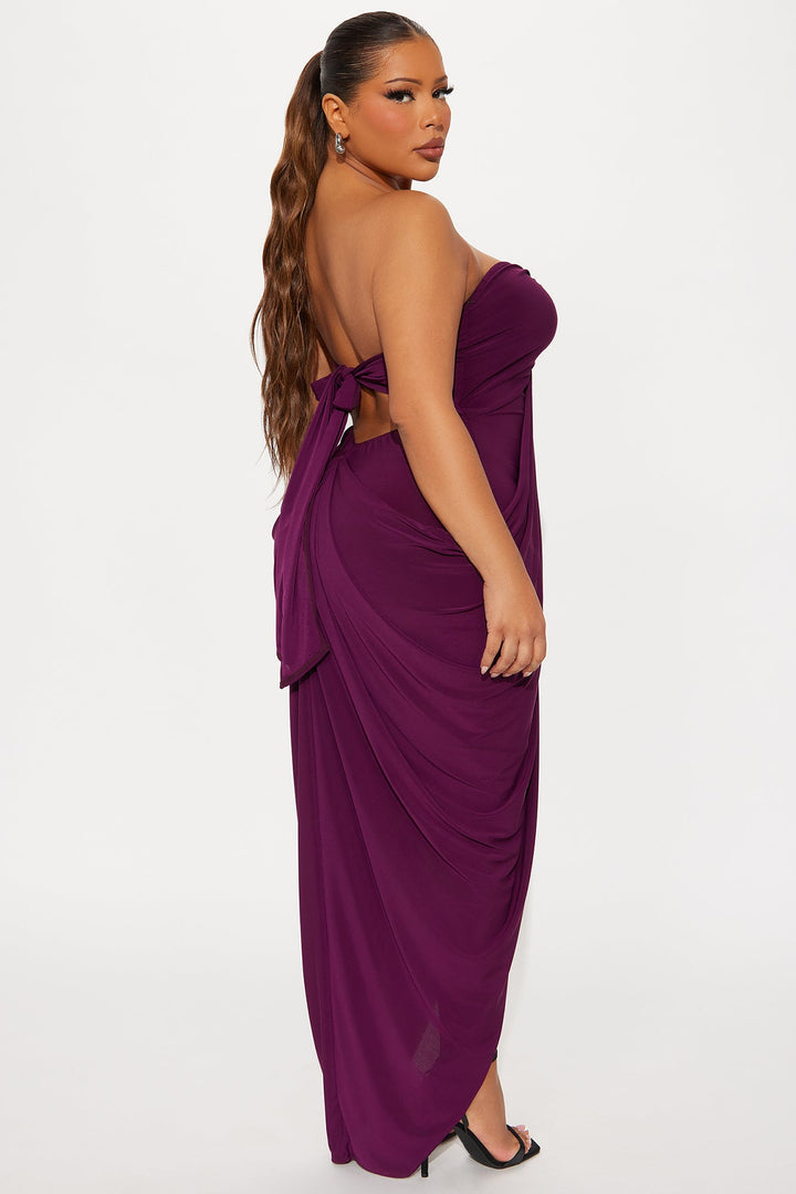 Wine And Dine Draped Maxi Dress - Plum