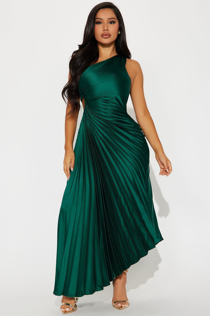 Belle Satin Maxi Dress - Hunter