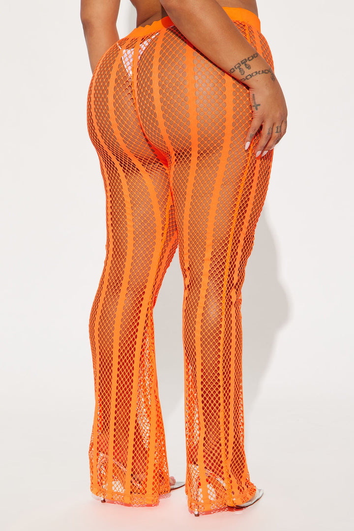 Summer Party Starter Fishnet Cover Up Pants - Orange
