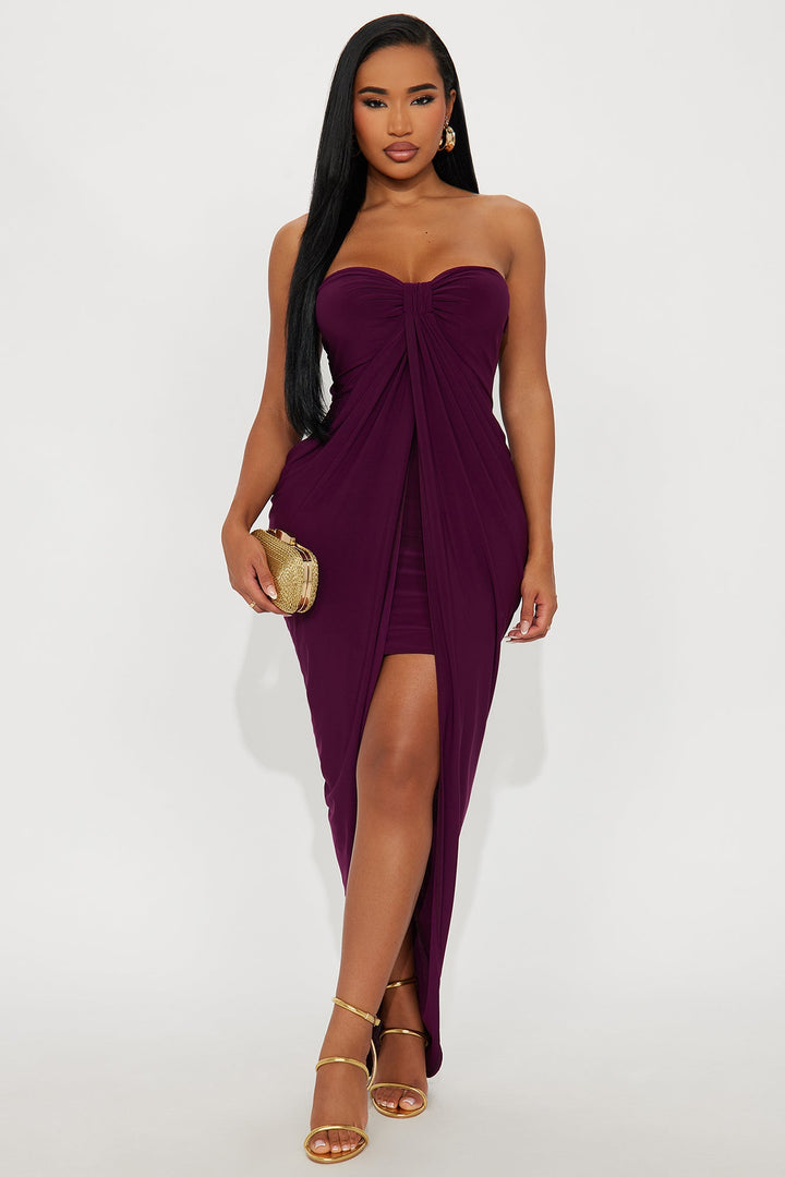 Wine And Dine Draped Maxi Dress - Plum