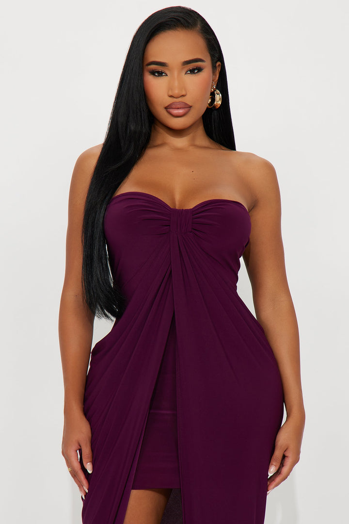 Wine And Dine Draped Maxi Dress - Plum