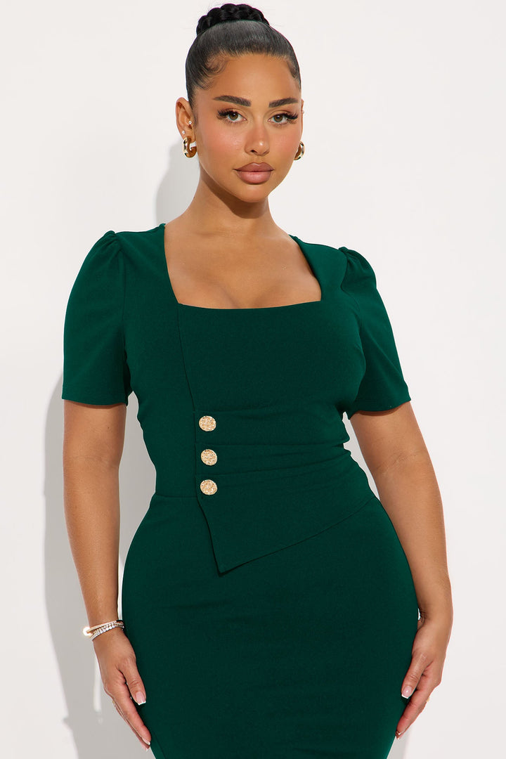 Presley Short Sleeve Midi Dress - Hunter