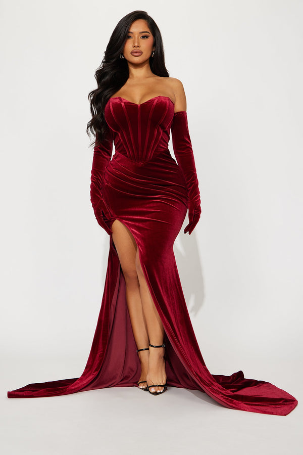 Adeline Velvet Gown - Wine