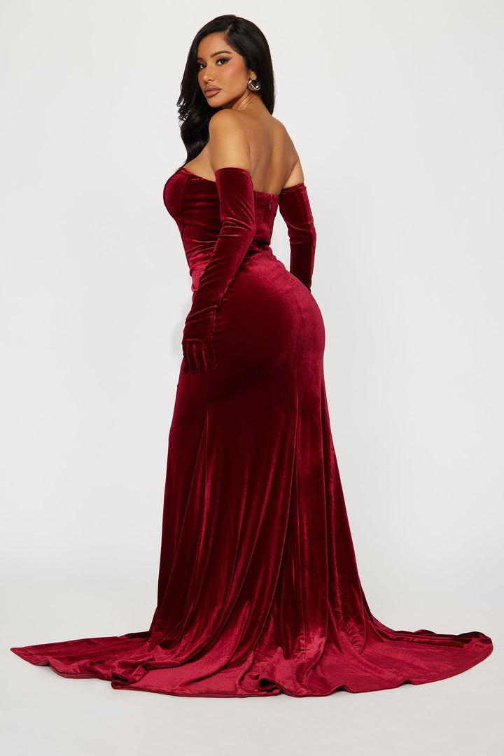 Adeline Velvet Gown - Wine