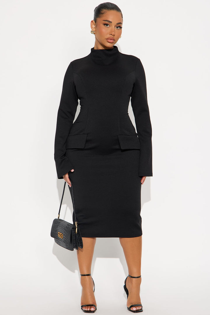 Above Average Ponte Midi Dress - Black