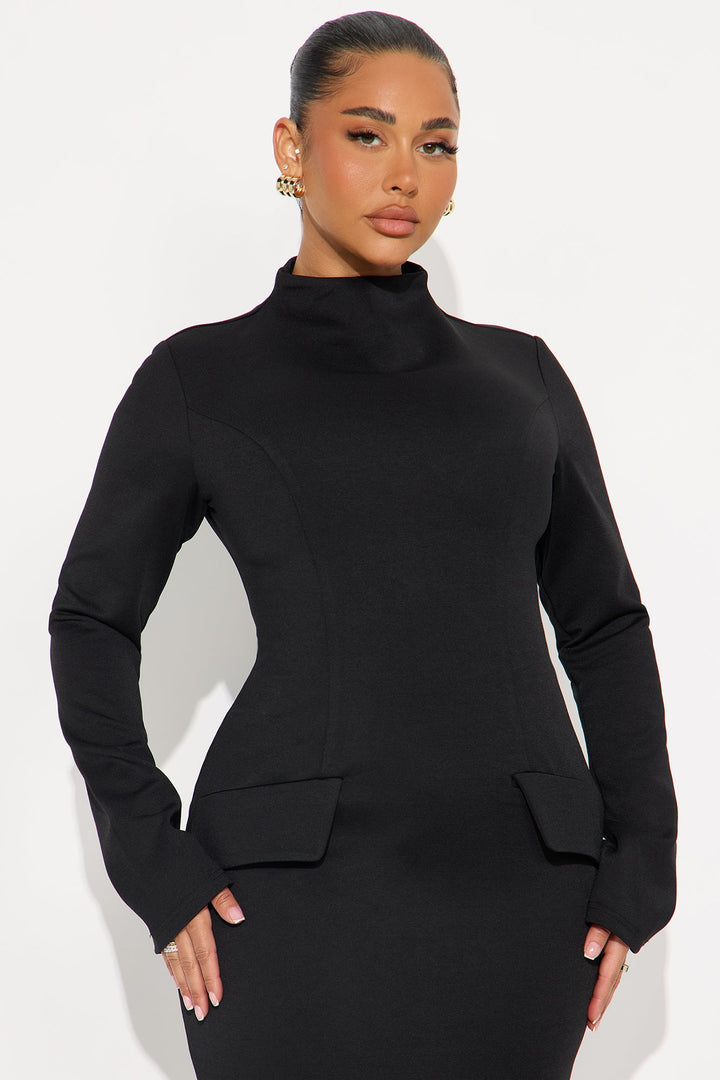 Above Average Ponte Midi Dress - Black