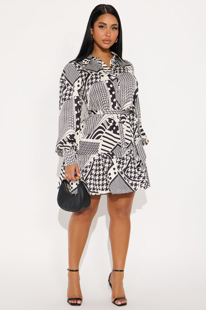 Skylar Satin Mini Dress - White/Black