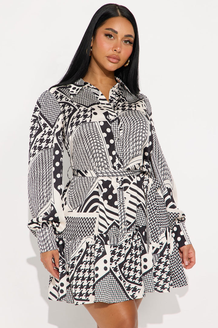 Skylar Satin Mini Dress - White/Black