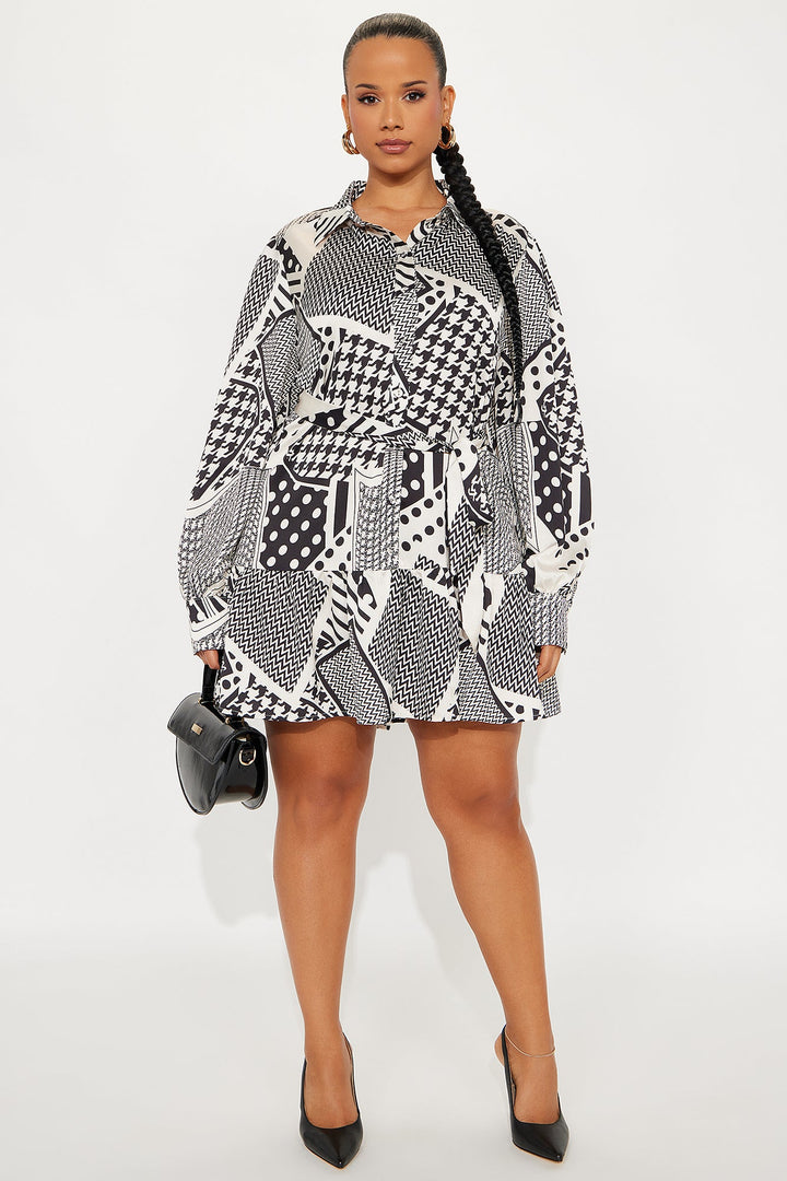 Skylar Satin Mini Dress - White/Black