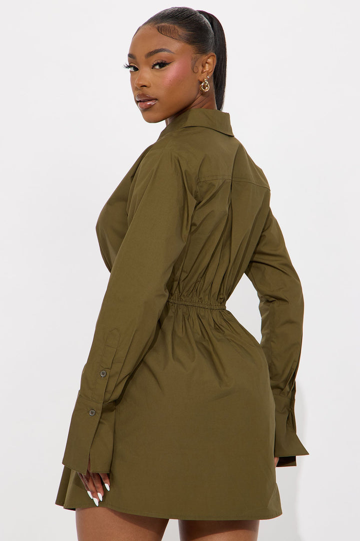 Ainsley Collar Shirt Mini Dress - Hunter